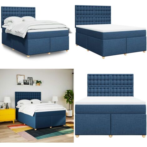 Giroletto a Molle con Materasso Blu 140x190 cm in Tessuto - Materasso a molle insacchettate - Letto a molle