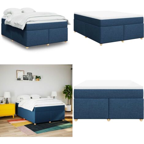Giroletto a Molle con Materasso Blu 140x190 cm in Tessuto - Materasso a molle insacchettate - Letto a molle