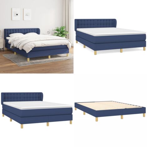 Giroletto a Molle con Materasso Blu 140x190 cm in Tessuto - Materasso a molle - Letto a molle