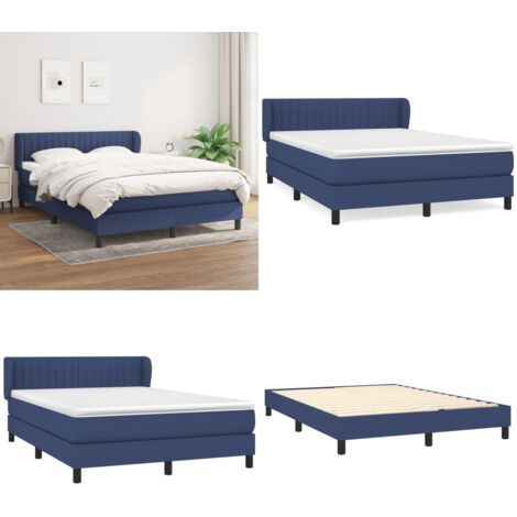 Giroletto a Molle con Materasso Blu 140x190 cm in Tessuto - Materasso a molle - Letto a molle