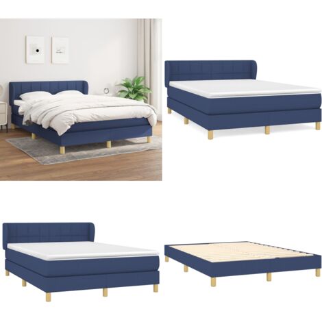 Giroletto a Molle con Materasso Blu 140x190 cm in Tessuto - Materasso a molle - Letto a molle