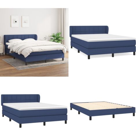 Giroletto a Molle con Materasso Blu 140x190 cm in Tessuto - Materasso a molle - Letto a molle