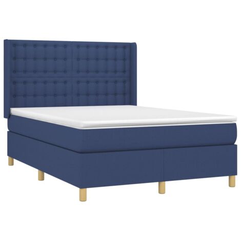 Giroletto a Molle con Materasso Blu 140x190 cm in Tessuto vidaXL