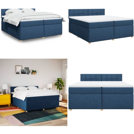 Giroletto a Molle con Materasso Blu 200x200 cm in Tessuto - Materasso a molle insacchettate - Letto a molle