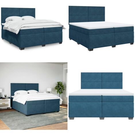 Giroletto a Molle con Materasso Blu 200x200 cm in Velluto - Materasso a molle - Letto a molle