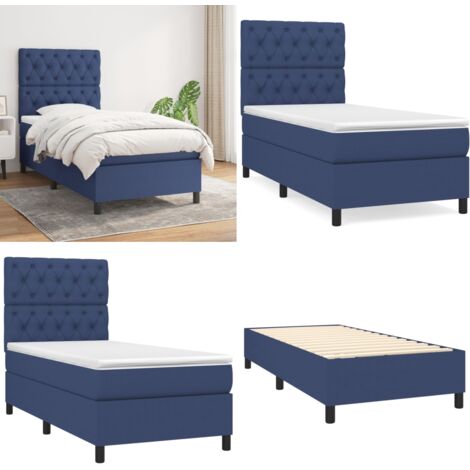 Giroletto a Molle con Materasso Blu 80x200 cm inTessuto - Materasso a molle - Letto con testiera regolabile