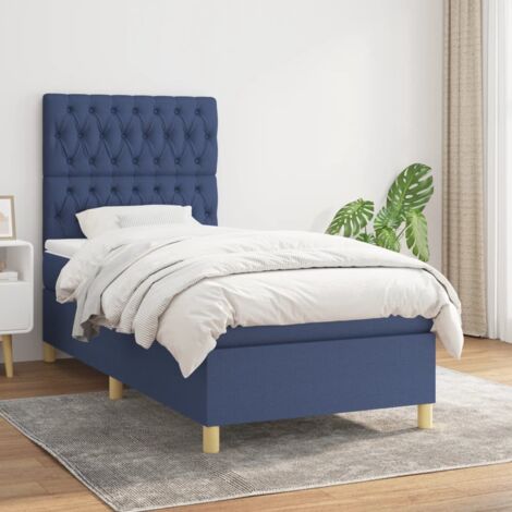 Giroletto a Molle con Materasso Blu 90x190 cm in Tessuto vidaXL