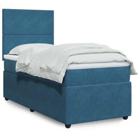 Giroletto a Molle con Materasso Blu 90x200 cm in Velluto vidaXL