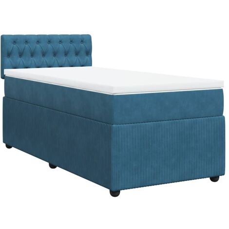 Giroletto a Molle con Materasso Blu 90x200 cm in Velluto vidaXL