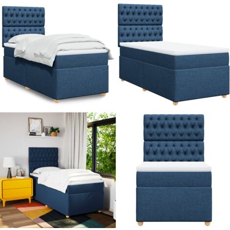 Giroletto a Molle con Materasso Blu 90x200 cm inTessuto - Materasso a molle insacchettate - Letto a molle