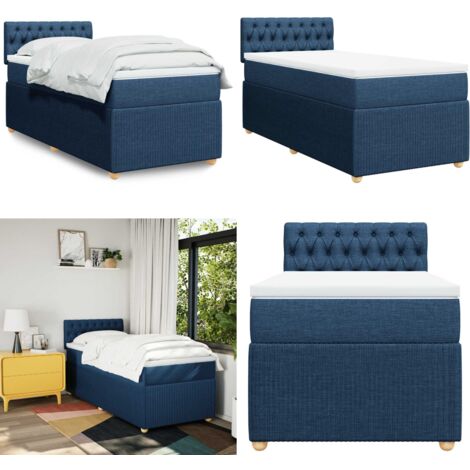 Giroletto a Molle con Materasso Blu 90x200 cm inTessuto - Materasso a molle insacchettate - Letto a molle