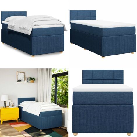 Giroletto a Molle con Materasso Blu 90x200 cm inTessuto - Materasso a molle insacchettate - Letto a molle