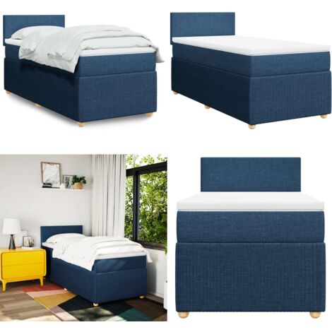 Giroletto a Molle con Materasso Blu 90x200 cm inTessuto - Materasso a molle insacchettate - Letto a molle