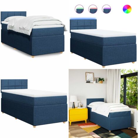 Giroletto a Molle con Materasso Blu 90x200 cm inTessuto - Materasso a molle insacchettate - Letto a molle