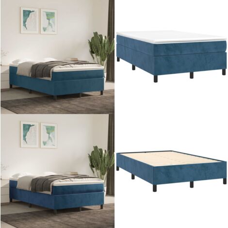 Giroletto a Molle con Materasso Blu Scuro 120x190 cm in Velluto - Materasso a molle insacchettate - Letto in velluto