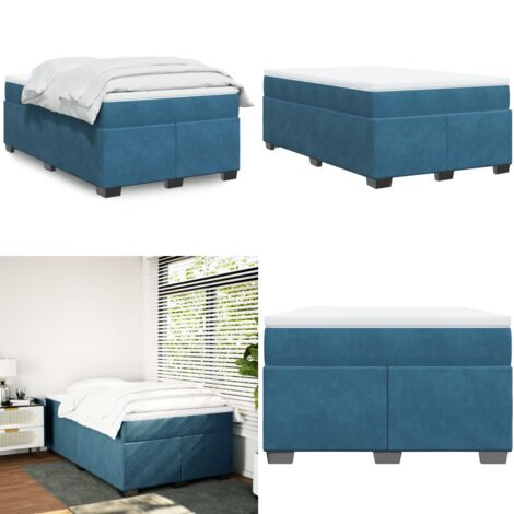 Giroletto a Molle con Materasso Blu Scuro 120x190 cm in Velluto - Materasso a molle insacchettate - Velluto