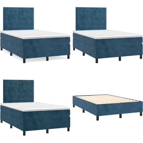 Giroletto a Molle con Materasso Blu Scuro 120x190 cm in Velluto - Materasso a molle - Letto a molle