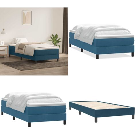 Giroletto a Molle con Materasso Blu Scuro 80x220 cm Velluto - Materasso a molle insacchettate - Letto a molle con materasso