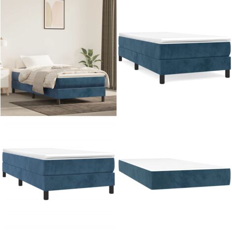 Giroletto a Molle con Materasso Blu Scuro 90x190 cm in Velluto - Materasso a molle - Letto a molle