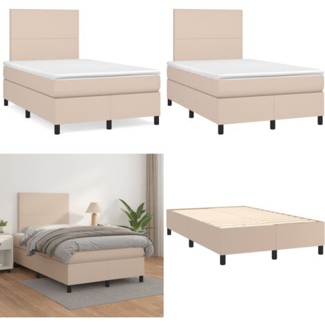 Giroletto a Molle con Materasso Cappuccino 120x190cm Similpelle - Materasso a molle - Letto con testiera regolabile