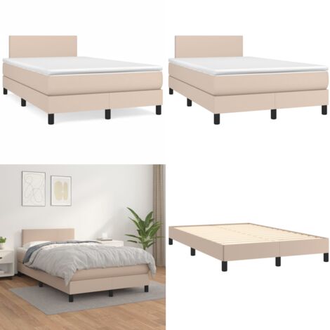 Giroletto a Molle con Materasso Cappuccino 120x190cm Similpelle - Materasso a molle - Letto con testiera regolabile