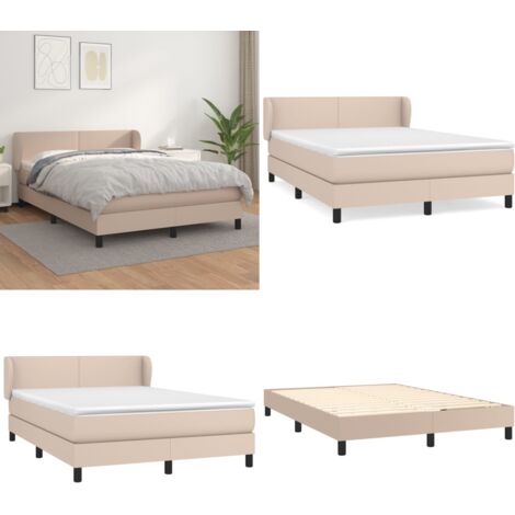 Giroletto a Molle con Materasso Cappuccino 140x190cm Similpelle - Materasso a molle - Letto con testiera regolabile