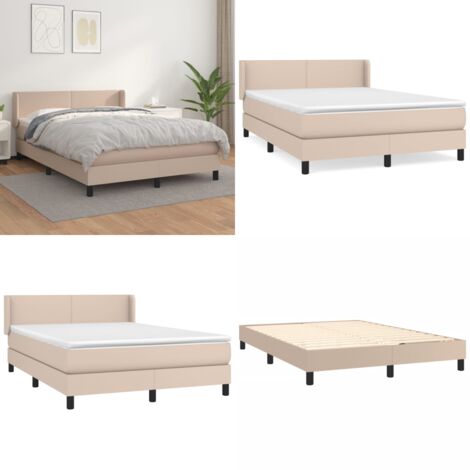 Giroletto a Molle con Materasso Cappuccino 140x190cm Similpelle - Materasso a molle - Letto con testiera regolabile