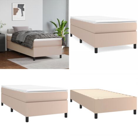 Giroletto a Molle con Materasso Cappuccino 90x190 cm Similpelle - Materasso a molle - Letto con materasso