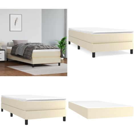 Giroletto a Molle con Materasso Crema 100x200 cm in Similpelle - Materasso a molle - Letto con materasso