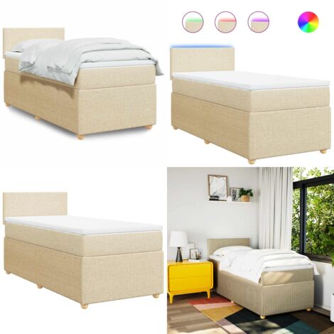 Giroletto a Molle con Materasso Crema 100x200 cm in Tessuto - Materasso a molle insacchettate - Letto a molle