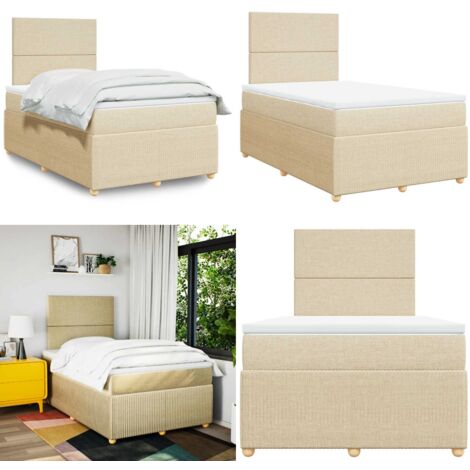 Giroletto a Molle con Materasso Crema 120x190 cm in Tessuto - Materasso a molle insacchettate - Letto a molle