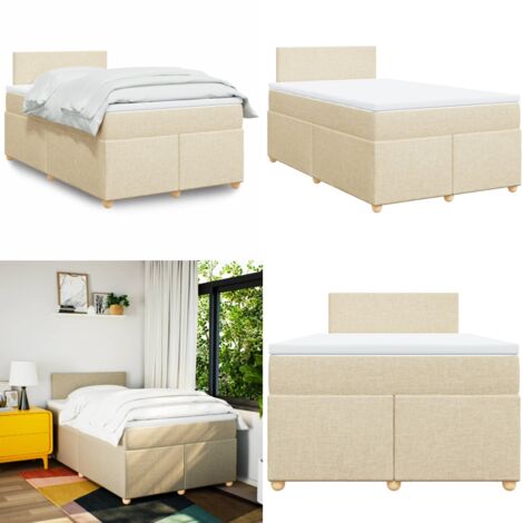 Giroletto a Molle con Materasso Crema 120x190 cm in Tessuto - Materasso a molle insacchettate - Letto a molle