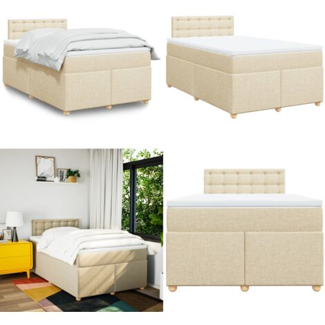 Giroletto a Molle con Materasso Crema 120x190 cm in Tessuto - Materasso a molle insacchettate - Letto a molle