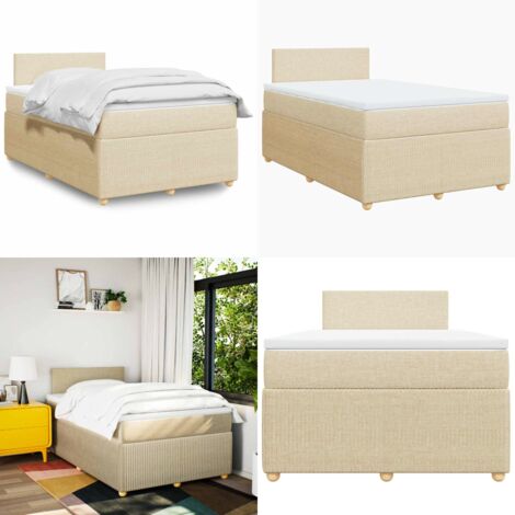 Giroletto a Molle con Materasso Crema 120x190 cm in Tessuto - Materasso a molle insacchettate - Letto a molle