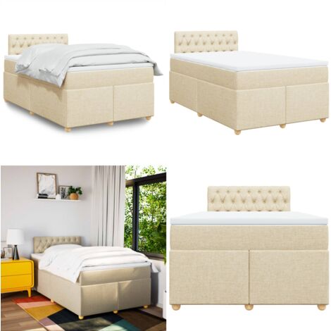Giroletto a Molle con Materasso Crema 120x190 cm in Tessuto - Materasso a molle insacchettate - Letto a molle