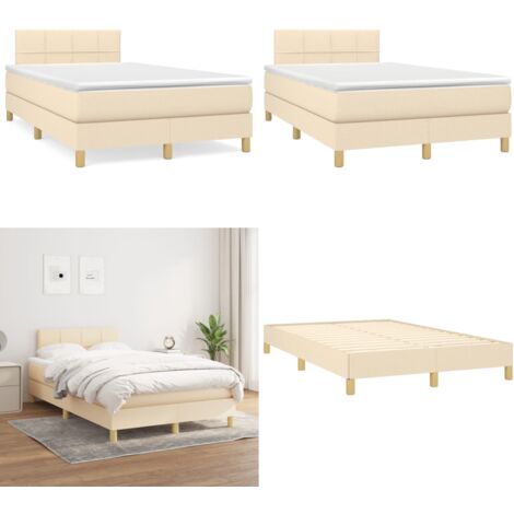Giroletto a Molle con Materasso Crema 120x190 cm in Tessuto - Materasso a molle - Letto con testiera regolabile