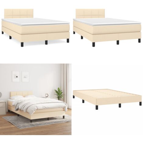 Giroletto a Molle con Materasso Crema 120x190 cm in Tessuto - Materasso a molle - Letto con testiera regolabile