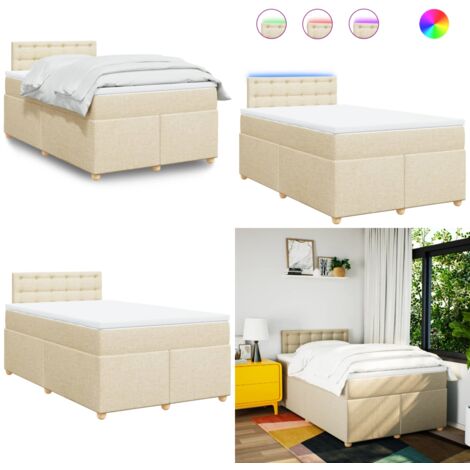 Giroletto a Molle con Materasso Crema 120x200 cm in Tessuto - Materasso a molle insacchettate - Coprimaterasso