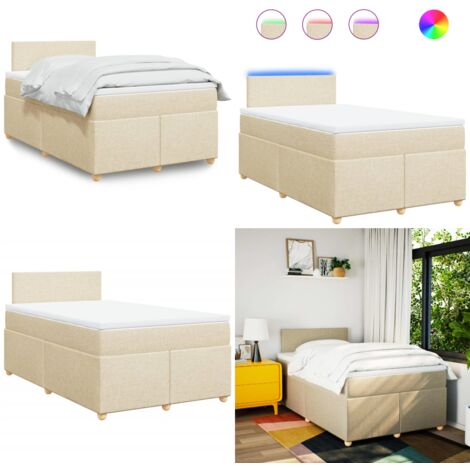 Giroletto a Molle con Materasso Crema 120x200 cm in Tessuto - Materasso a molle insacchettate - Coprimaterasso