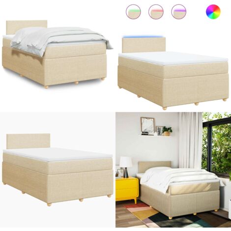 Giroletto a Molle con Materasso Crema 120x200 cm in Tessuto - Materasso a molle insacchettate - Coprimaterasso