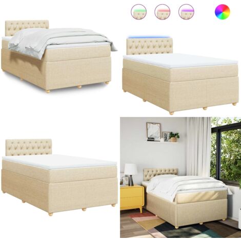Giroletto a Molle con Materasso Crema 120x200 cm in Tessuto - Materasso a molle insacchettate - Coprimaterasso