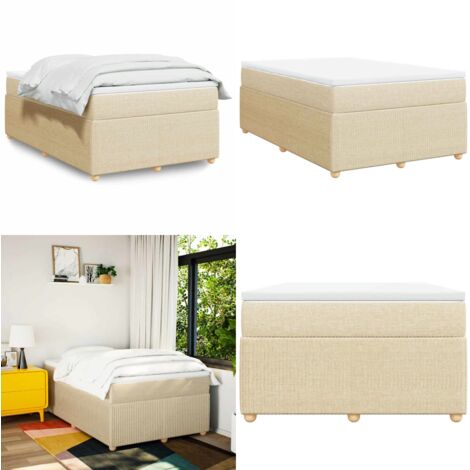 Giroletto a Molle con Materasso Crema 120x200 cm in Tessuto - Materasso a molle insacchettate - Letto con materasso