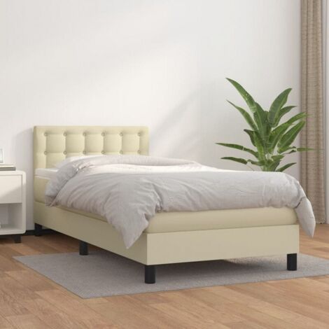 Giroletto a Molle con Materasso Crema 90x200 cm in Similpelle vidaXL