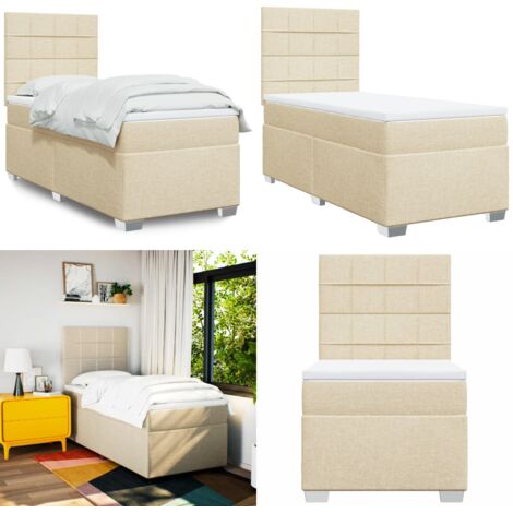 Giroletto a Molle con Materasso Crema 90x200 cm inTessuto - Materasso a molle insacchettate - Letto a molle