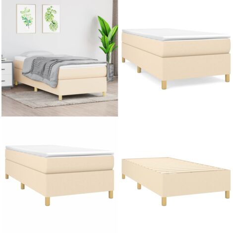 Giroletto a Molle con Materasso Crema 90x200 cm inTessuto - Materasso a molle - Letto a molle