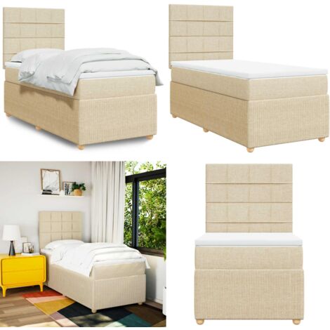 Giroletto a Molle con Materasso Crema 90x200 cm inTessuto - Materasso a molle - Letto a molle