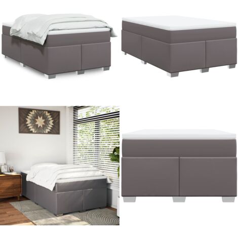 Giroletto a Molle con Materasso Grigio 120x190 cm in Similpelle - Materasso a molle insacchettate - Giroletto grigio