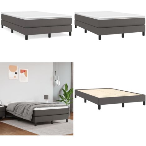Giroletto a Molle con Materasso Grigio 120x190 cm in Similpelle - Materasso a molle - Letto grigio
