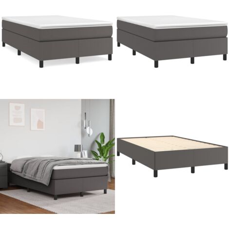 Giroletto a Molle con Materasso Grigio 120x190 cm in Similpelle - Materasso a molle - Letto grigio