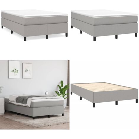 Giroletto a Molle con Materasso Grigio Chiaro 120x190cm Tessuto - Materasso a molle insacchettato - Letto con materasso